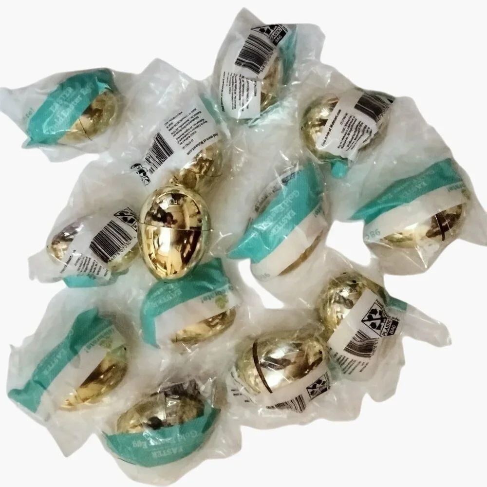 Golden Easter Egg Fillable Hunt Party Favor Gold Prize lot 16